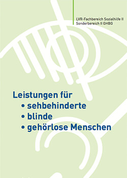 Cover des Flyers "Blindengeld und Hilfen für hochgradig sehbehinderte Menschen"